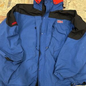 Vintage USA Blue and Black Men's Jacket